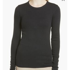 Nordstrom Long Sleeve Ribbed Tee Black